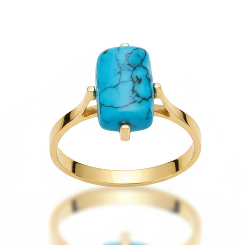 SORTIJA ORO 18KL TURQUESA SINTETICA