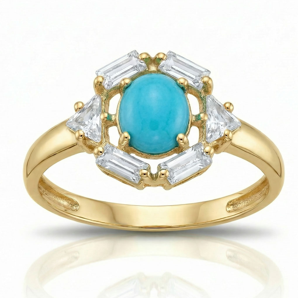 SORTIJA ORO 18KL TURQUESAS SINTETICAS 