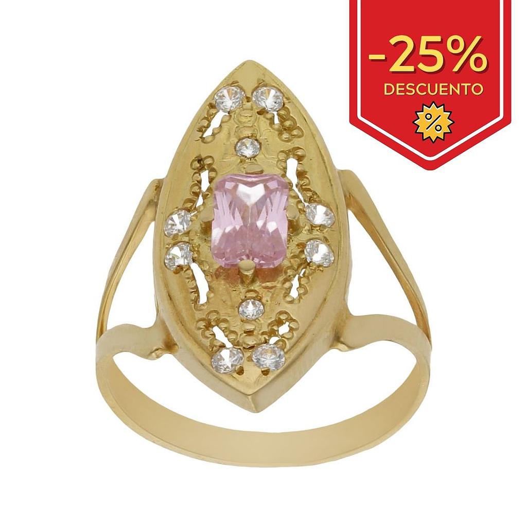 SORTIJA ORO 18KL LANZADERA CIRCONITAS