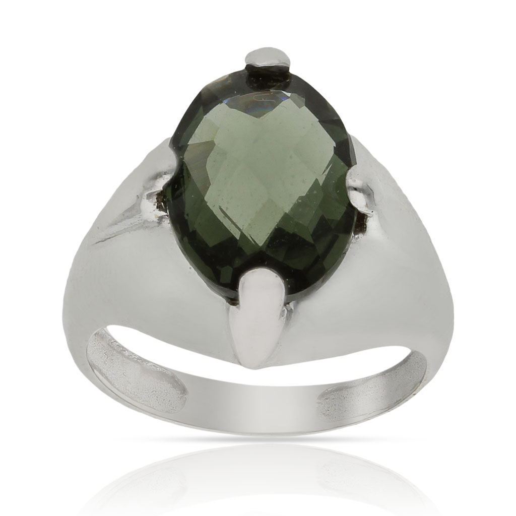 SORTIJA ORO BLANCO 18KL - PIEDRA VERDE