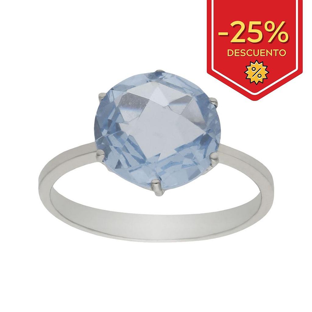 SORTIJA ORO BLANCO 18KL PIEDRA AZUL