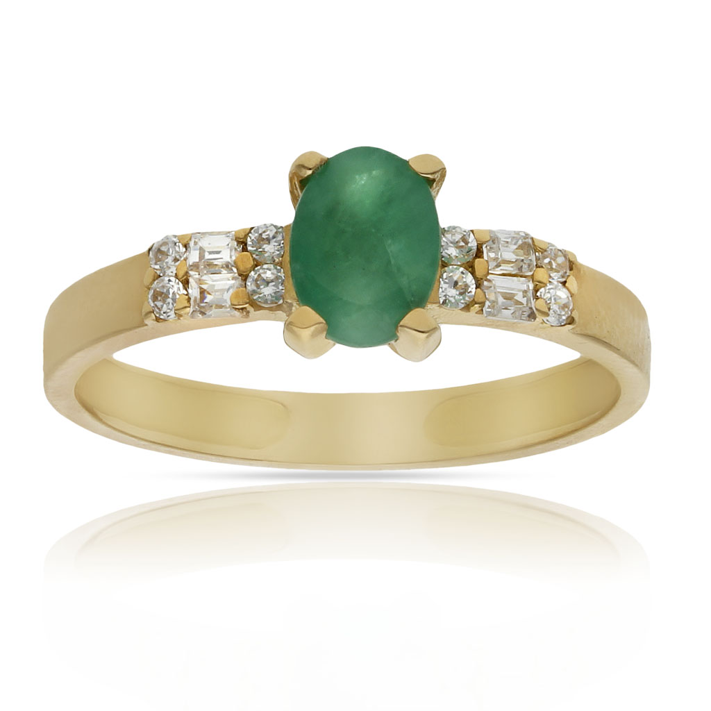 SORTIJA ORO 18KL ESMERALDA FINA + CIRCONITAS