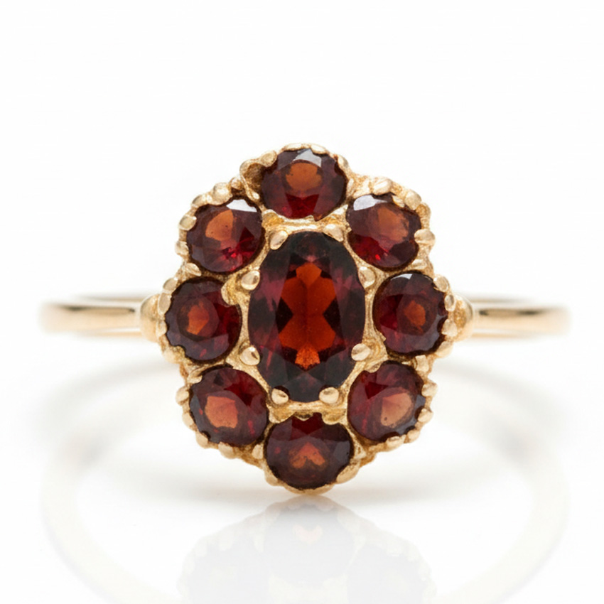 SORTIJA ORO 18KL GRANATE