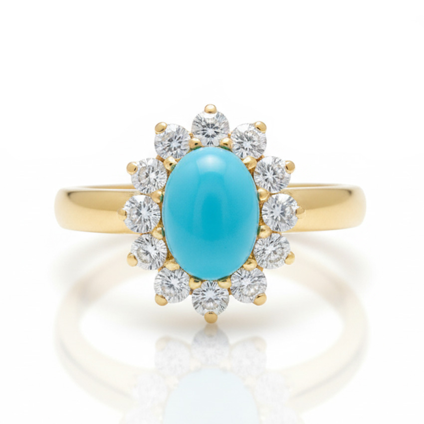 SORTIJA ORO 18KL TURQUESA SINTETICA