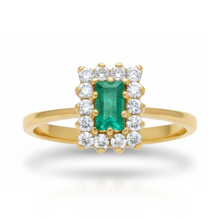 SORTIJA ORO 18KL ESMERALDA FINA