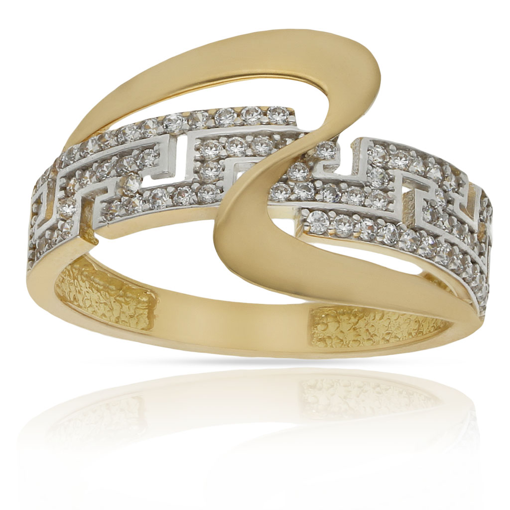 SORTIJA ORO 18KL GRECA CIRCONITAS