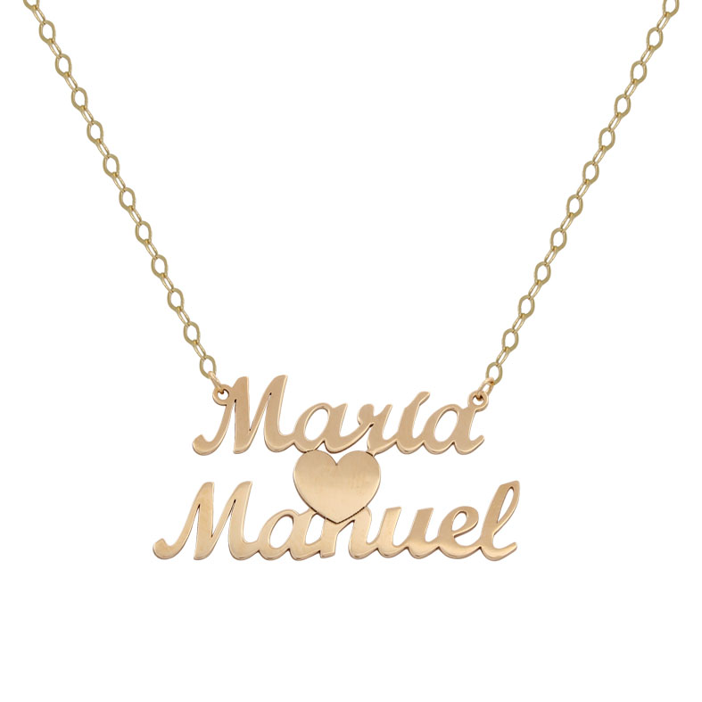 GARGANTILLA ORO 18KL - 2 NOMBRES + CORAZON