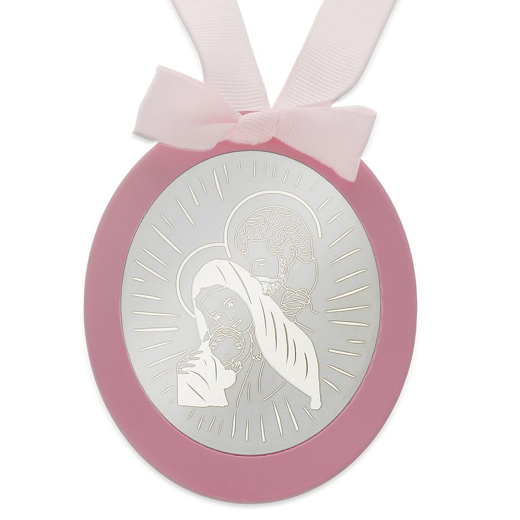 MEDALLA CUNA PLATA 925MM OVALADA SAGRADA FAMILIA