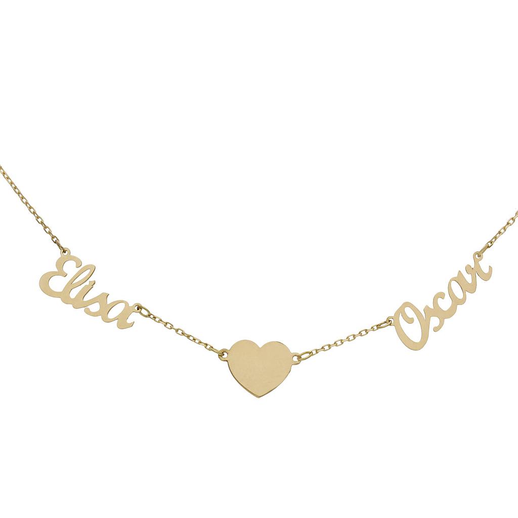 GARGANTILLA ORO 18KL - 2 NOMBRES + CORAZON