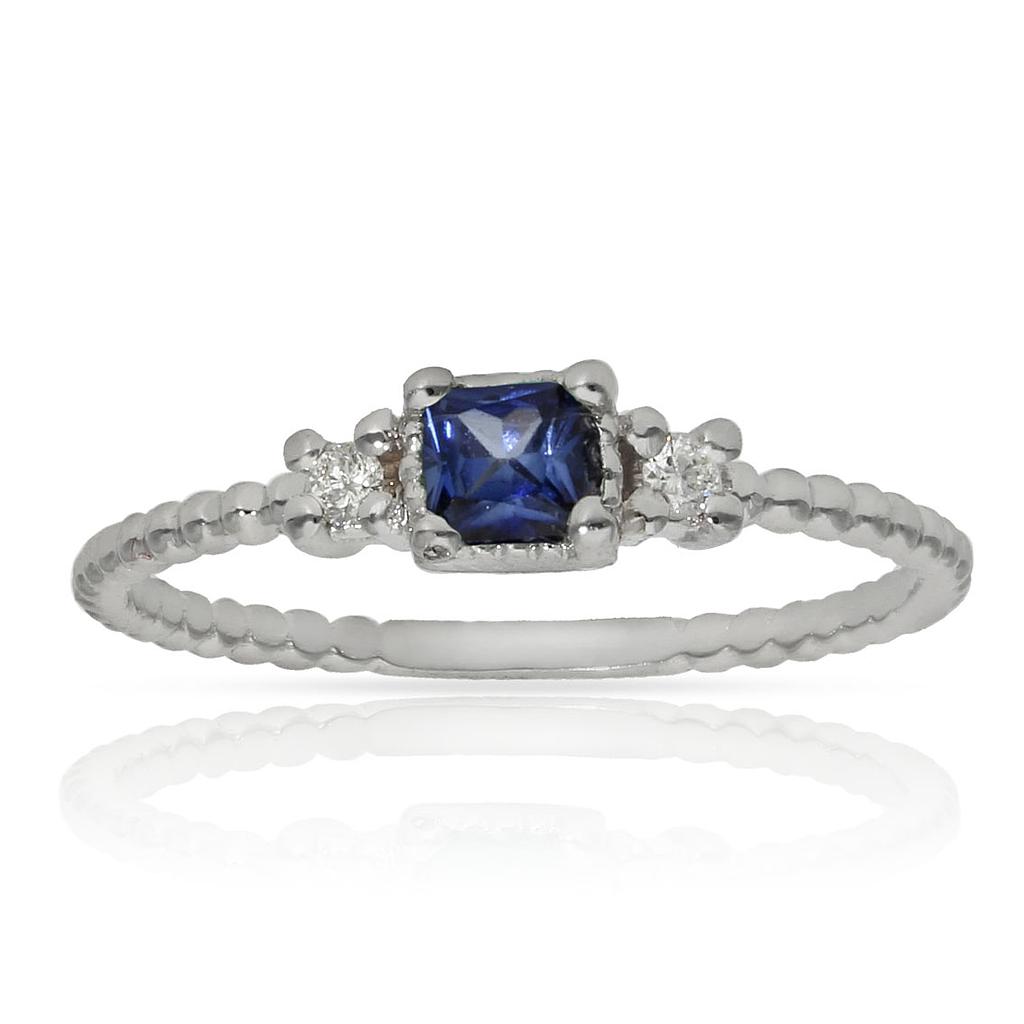 SORTIJA ORO BLANCO 18KL ZAFIRO + DIAMANTES