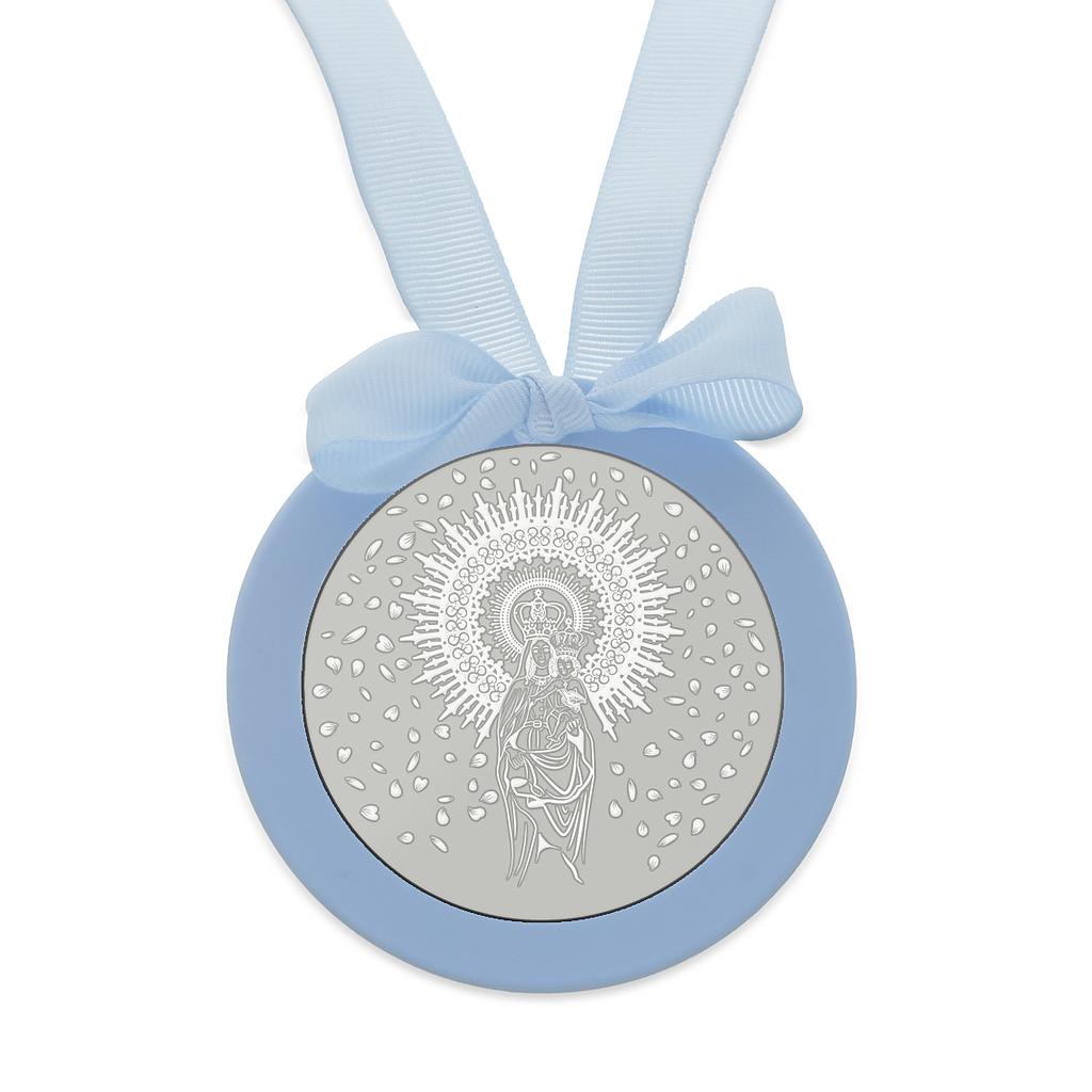 MEDALLA CUNA PLATA 925MM REDONDA VIRGEN DEL PILAR