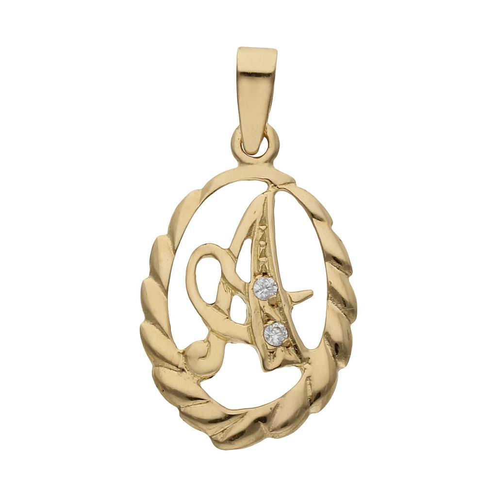 COLGANTE ORO 18KL LETRA CIRCONITAS - 13x20MM