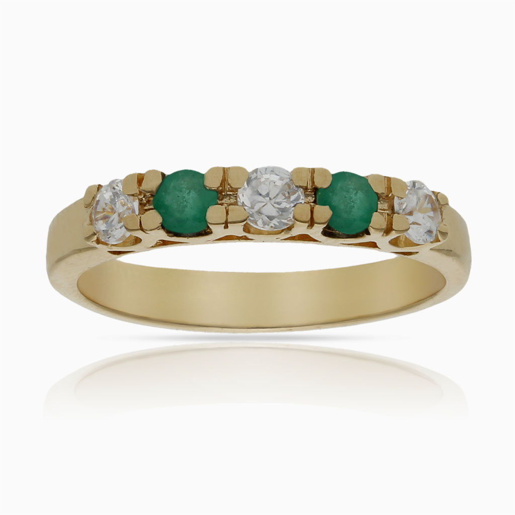 SORTIJA ORO 18KL ESMERALDAS FINAS + CIRCONITAS