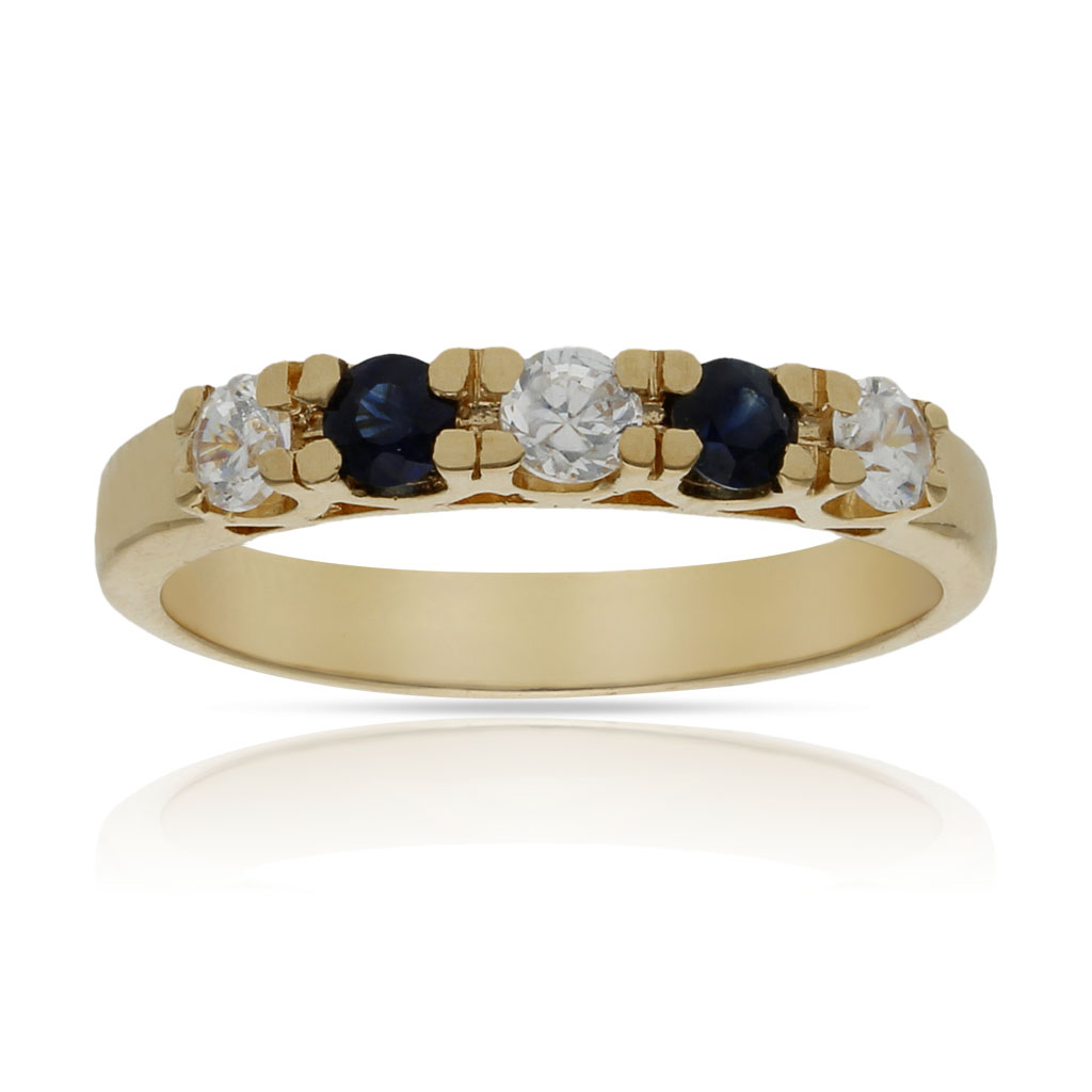 SORTIJA ORO 18KL ZAFIROS FINOS + CIRCONITAS