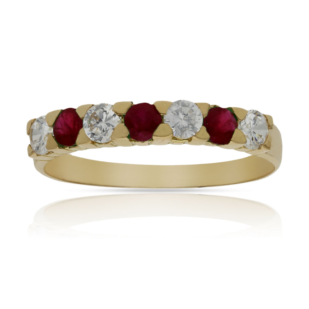 SORTIJA ORO 18KL RUBIES FINOS + CIRCONITAS