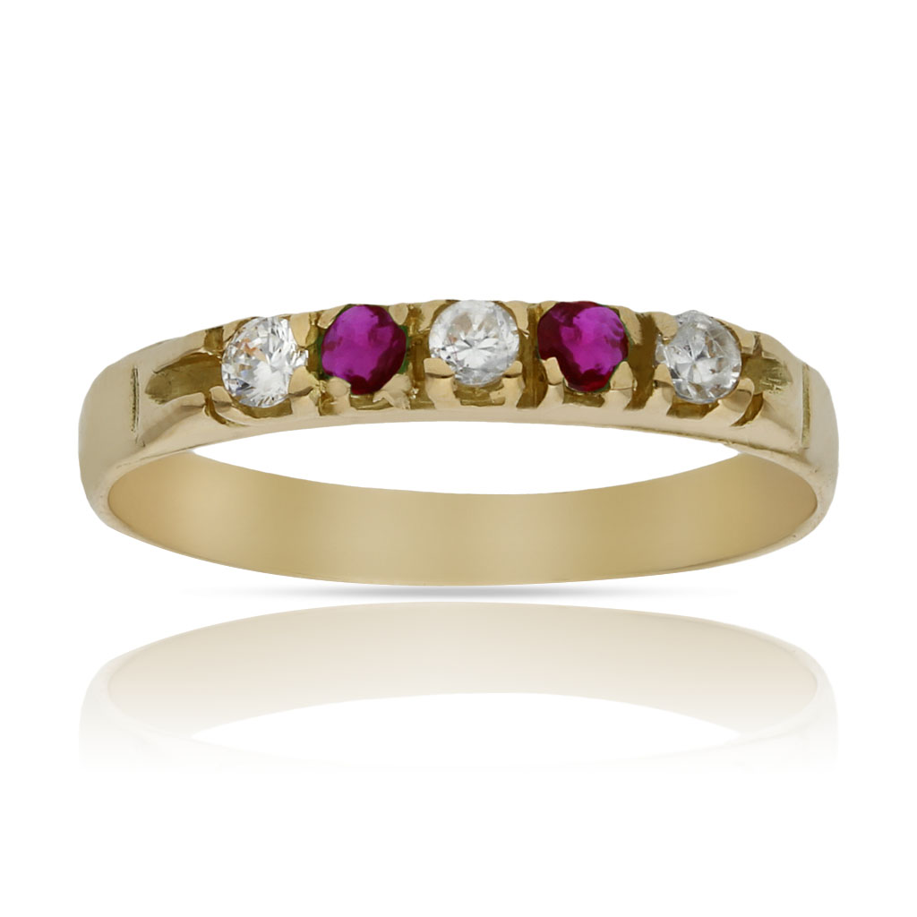 SORTIJA ORO 18KL RUBIES FINOS + CIRCONITAS