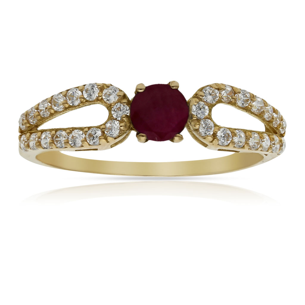SORTIJA ORO 18KL RUBI FINO + CIRCONITAS