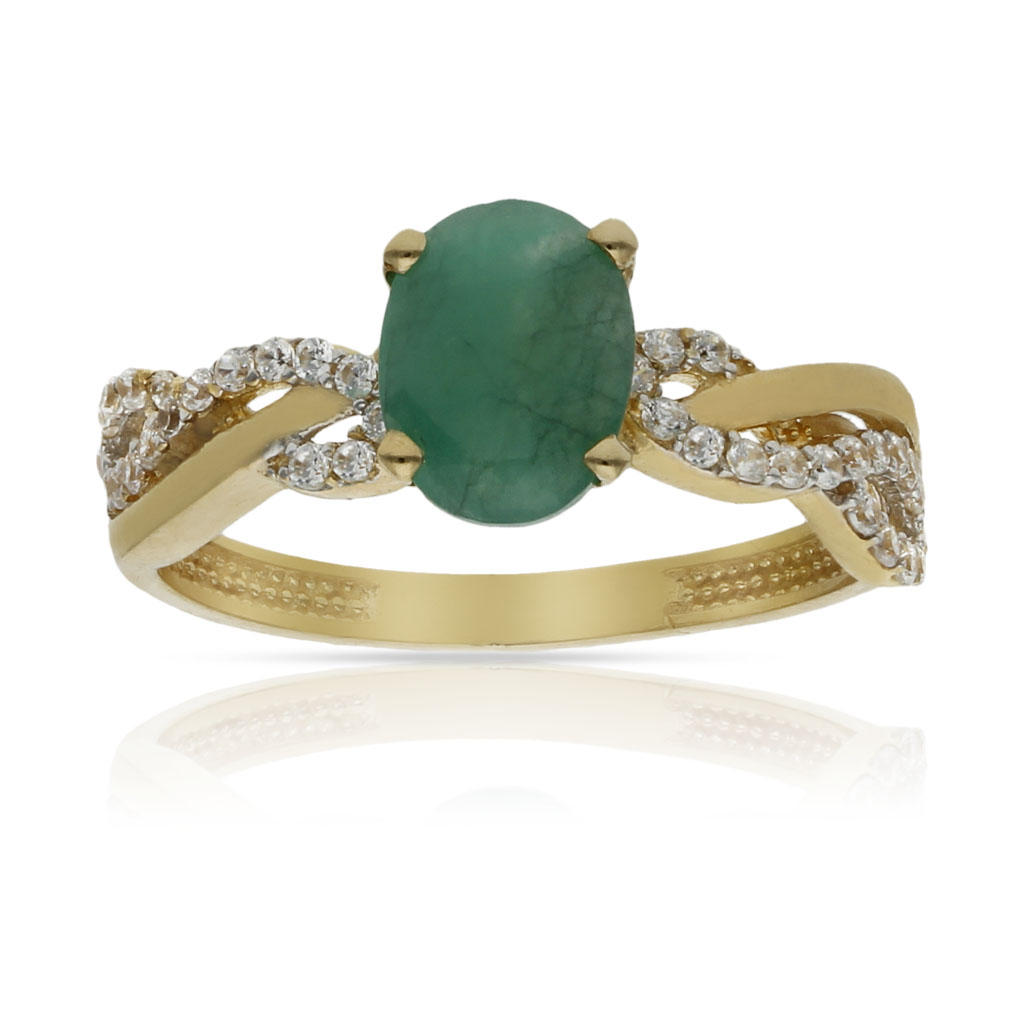 SORTIJA ORO 18KL ESMERALDA FINA + CIRCONITAS