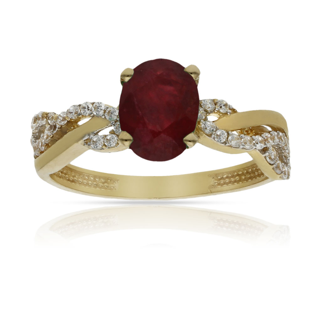 SORTIJA ORO 18KL RUBI FINO + CIRCONITAS