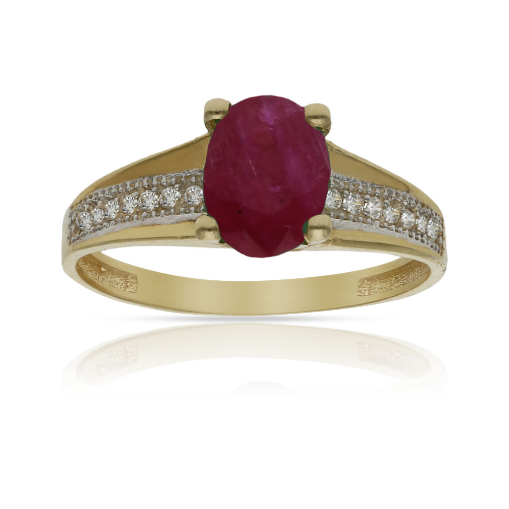 SORTIJA ORO 18KL RUBI FINO + CIRCONITAS