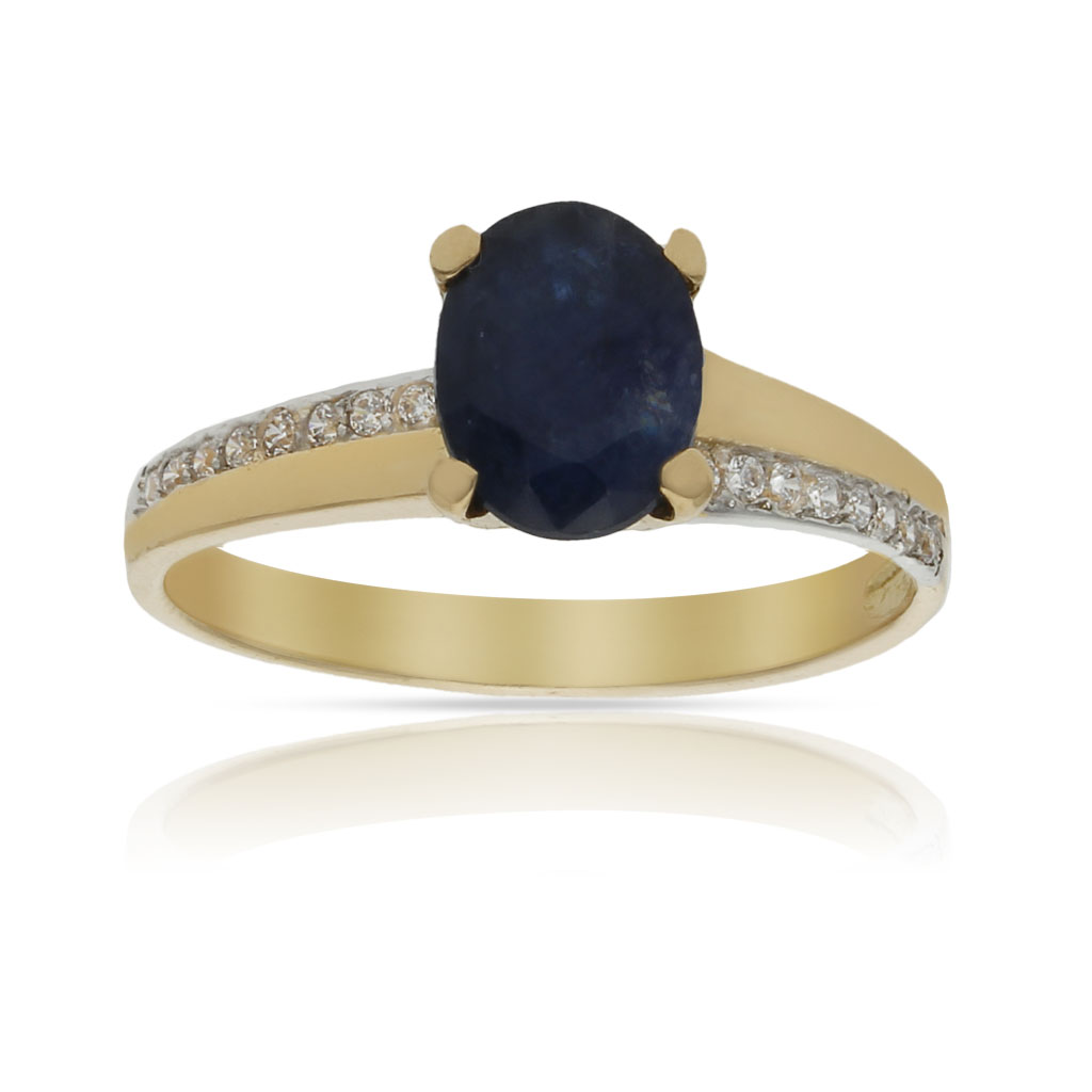 SORTIJA ORO 18KL ZAFIRO FINO + CIRCONITAS