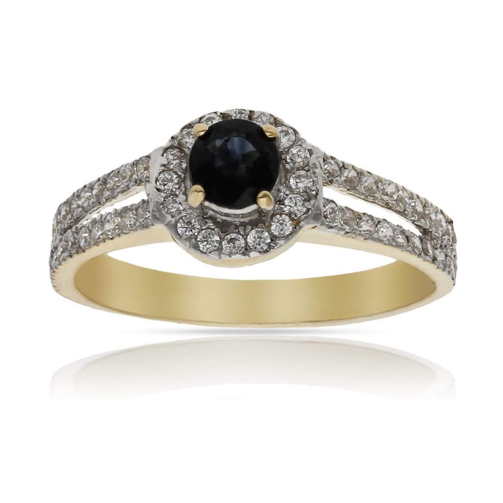 SORTIJA ORO 18KL ZAFIRO FINO + CIRCONITAS