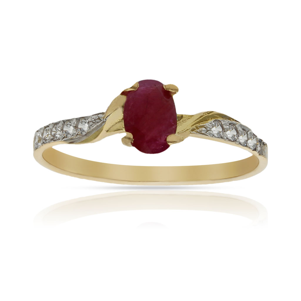 SORTIJA ORO 18KL RUBI FINO + CIRCONITAS
