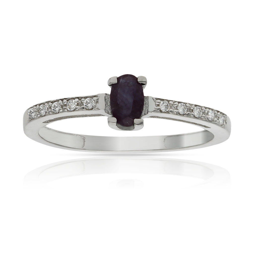 SORTIJA ORO BLANCO 18KL RUBI FINO + CIRCONITAS