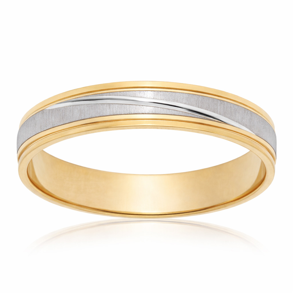 ALIANZA ORO 18KL BICOLOR TALLADA - 4MM