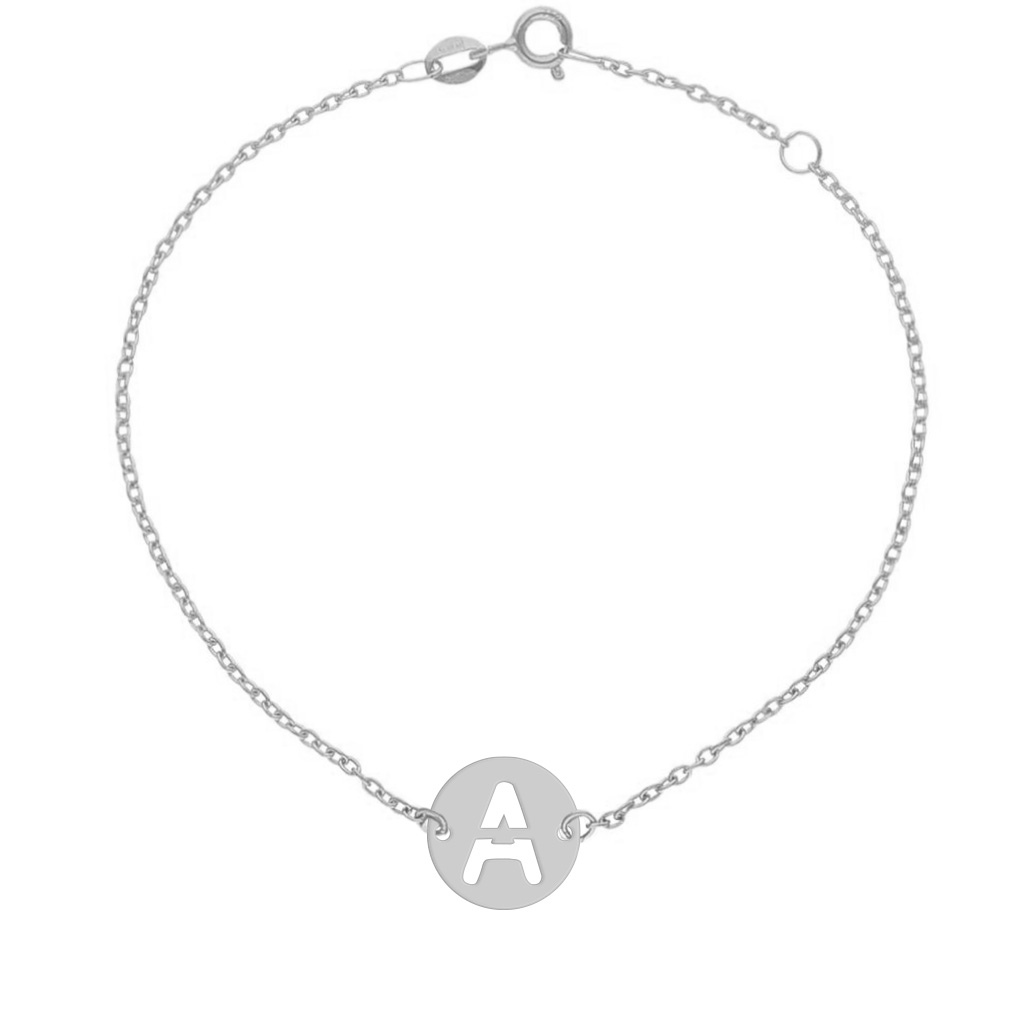 PULSERA ORO BLANCO 18KL LETRA - 12MM