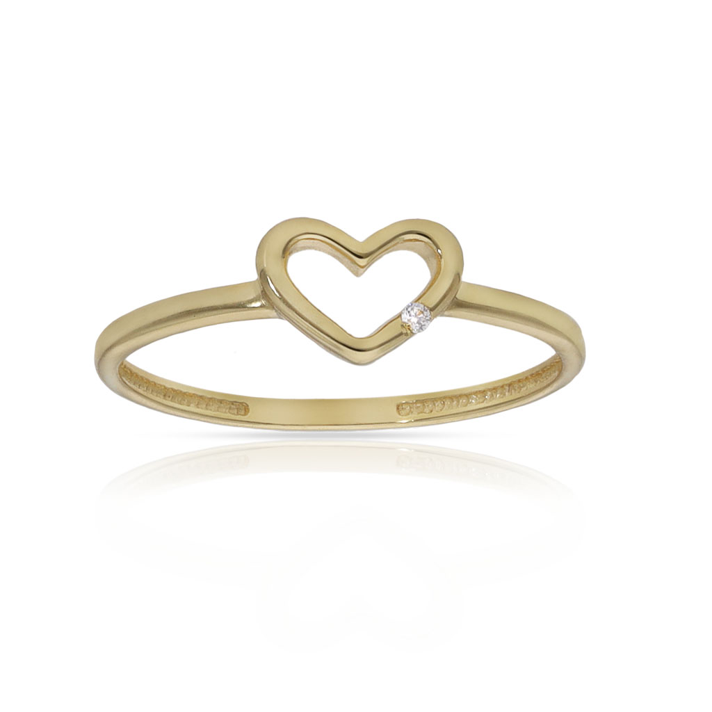 SORTIJA ORO 18KL CORAZON + CIRCONITA