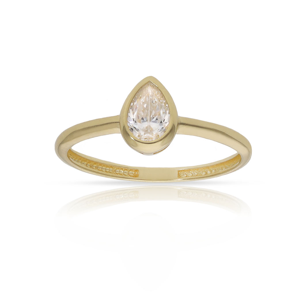 SORTIJA ORO 18KL LAGRIMA + CIRCONITA