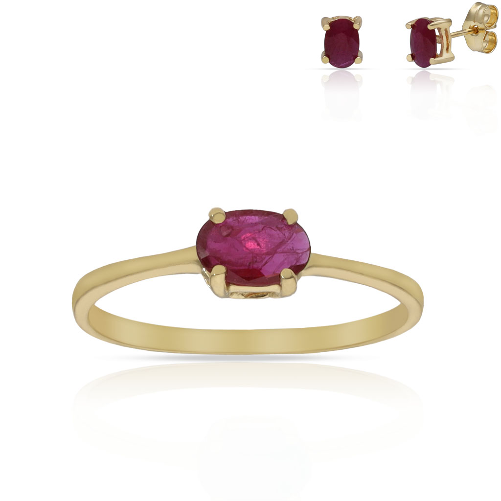 SORTIJA ORO 18KL RUBI FINO - 4x6MM