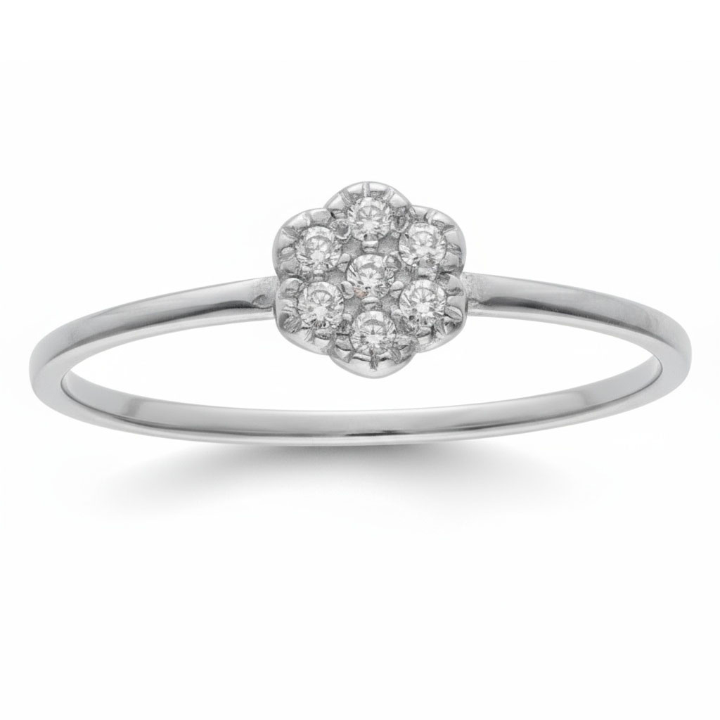 SORTIJA ORO BLANCO 18KL FLOR DIAMANTES - STOCK