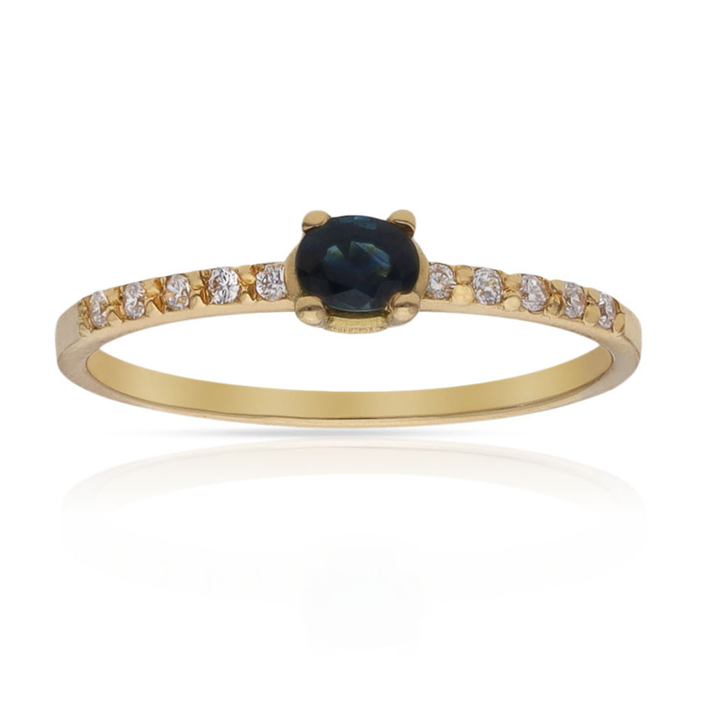 SORTIJA ORO 18KL ZAFIRO FINO + CIRCONITAS