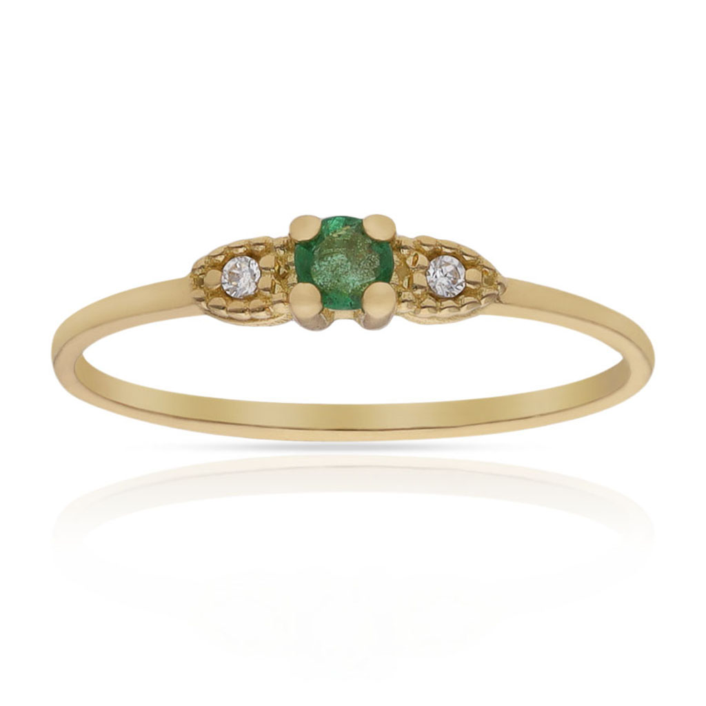 SORTIJA ORO 18KL ESMERALDA FINA + CIRCONITAS