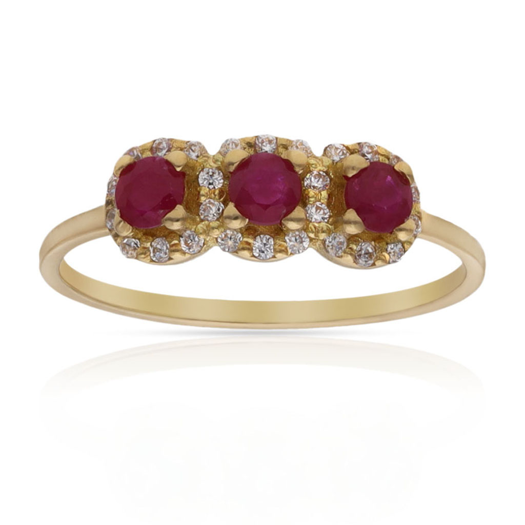 SORTIJA ORO 18KL RUBIES FINOS + CIRCONITAS