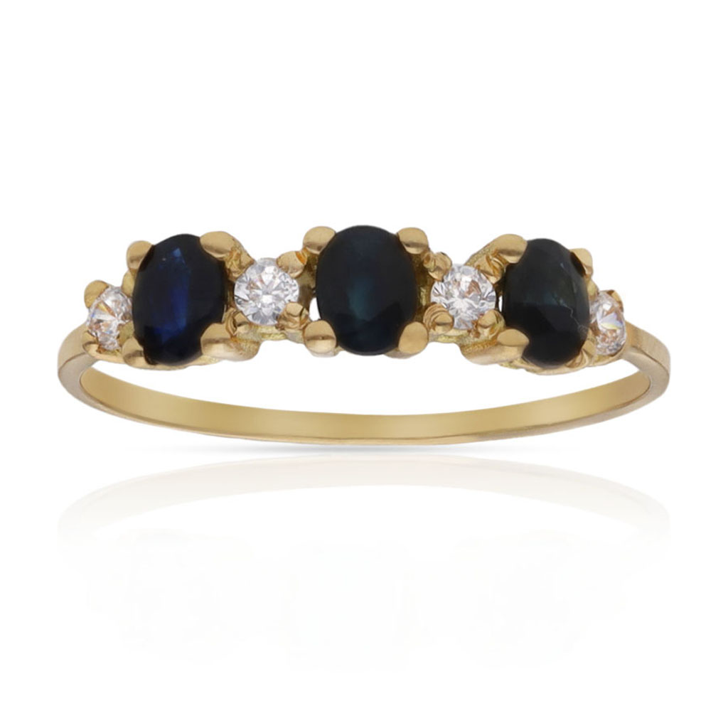 SORTIJA ORO 18KL ZAFIROS FINOS + CIRCONITAS