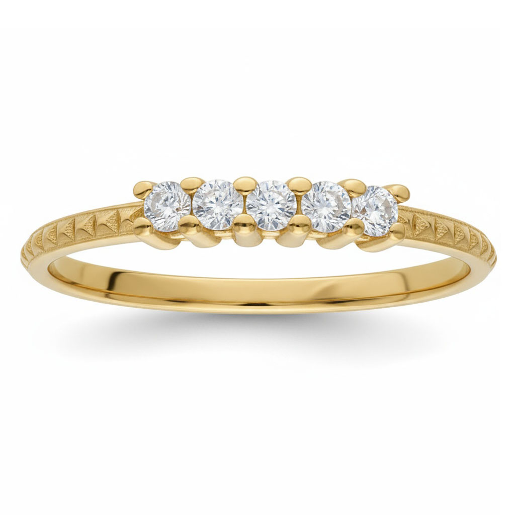 SORTIJA ORO 18KL 5 CIRCONITAS