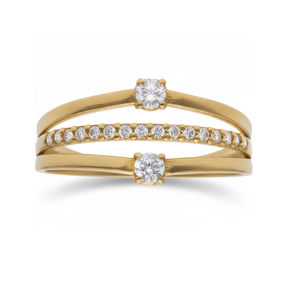 SORTIJA ORO 18KL MEDIA ALIANZA + SOLITARIOS