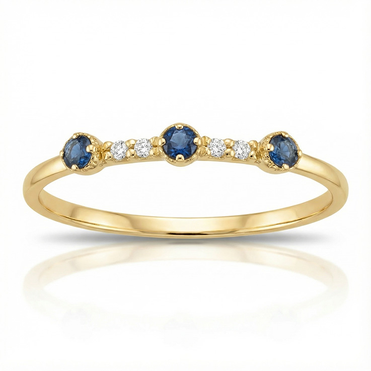 SORTIJA ORO 18KL 3 ZAFIROS FINOS + CIRCONITAS