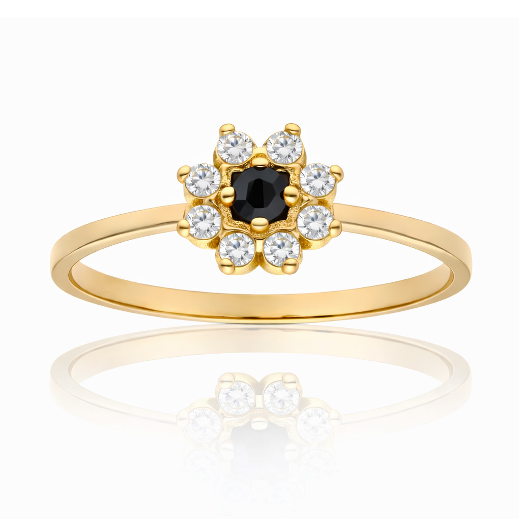 SORTIJA ORO 18KL ZAFIRO FINO + CIRCONITAS