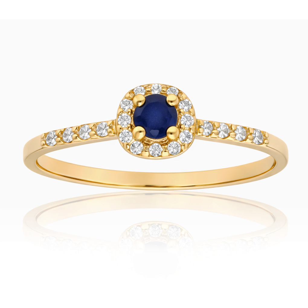 SORTIJA ORO 18KL ZAFIRO FINO + CIRCONITAS