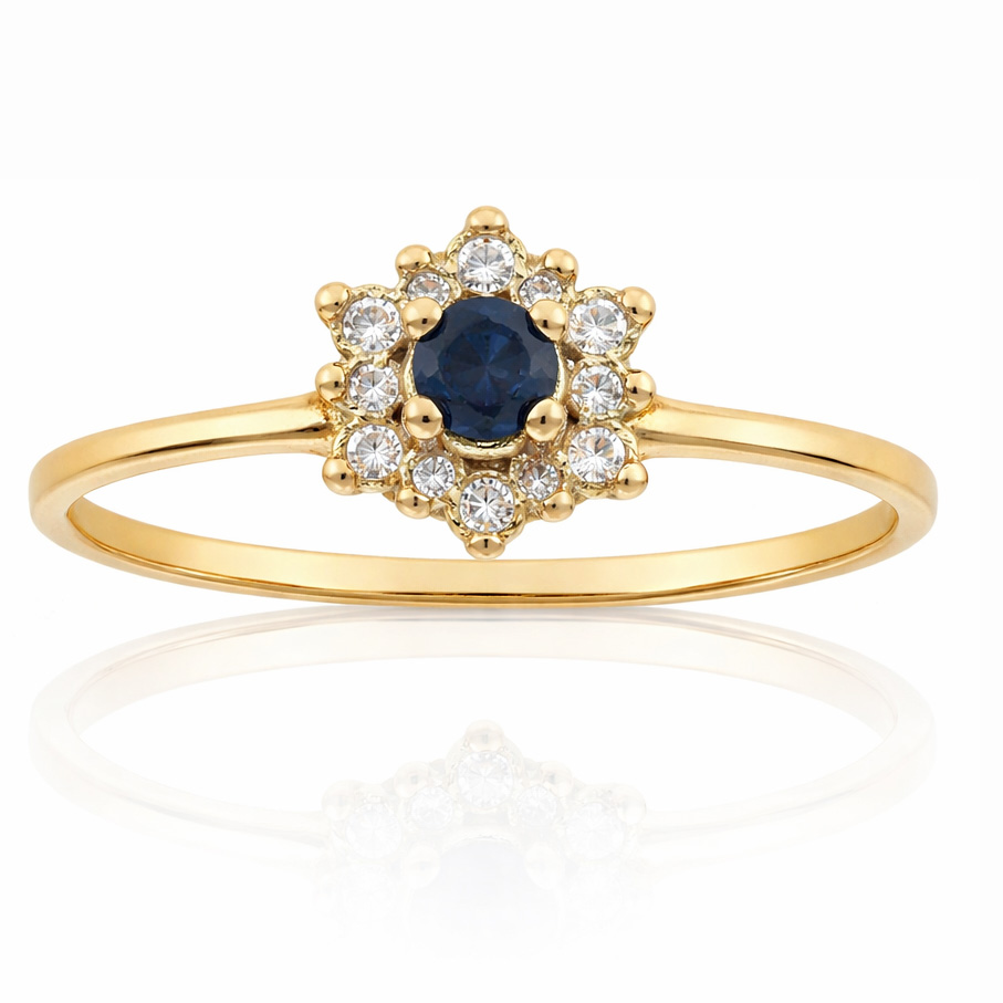 SORTIJA ORO 18KL ZAFIRO FINO + CIRCONITAS