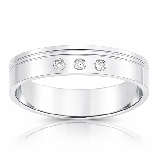 ALIANZA ORO BLANCO 18KL 3 DIAMANTES - 5MM