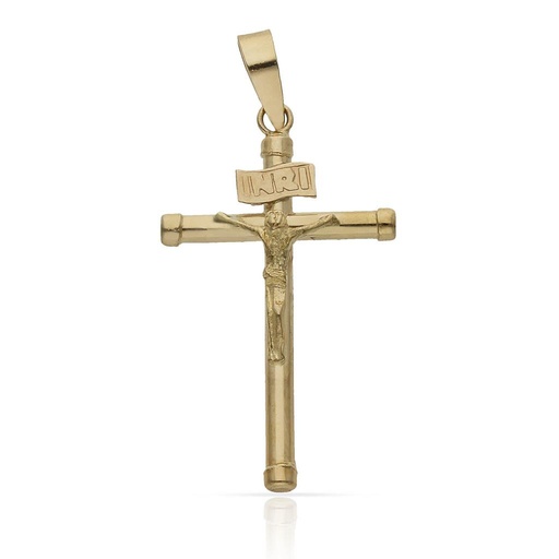 [C102F] CRUZ ORO 18KL CRISTO - 15X28MM