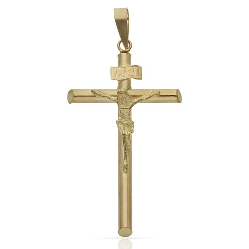 [C133F] CRUZ ORO 18KL CRISTO - 19X36MM