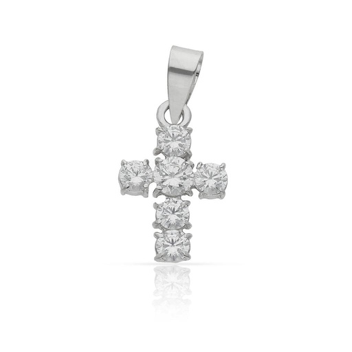 [C141] CRUZ ORO BLANCO 18KL CIRCONITAS