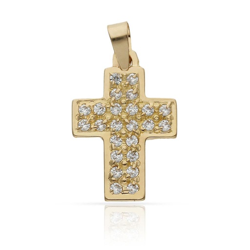 [C1921] CRUZ ORO 18KL CIRCONITAS - 14X20MM