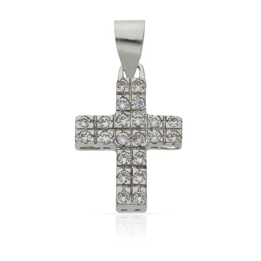 [C1960] CRUZ ORO BLANCO 18KL CIRCONITAS - 14x19MM